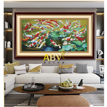 ABV Old Three Cross embroidered pure cotton thread embroidered with precision printed full embroidered animal scenery China Wind 100 fish rich picture