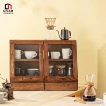 Japan-style Solid Wood Dining Side Cabinet Tea Water Cabinet Glass Wine Cabinet Table table Dining Room Table of Kitchen Drawer Kitchenette DRAWER BOWLS CABINET