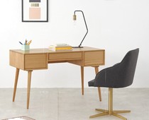 Nordic solid wood minimalist desk ash wood log computer table storage drawer writing table learning table Workbench