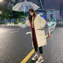 Down cotton clothes female Korean version of loose 2021 New Tide long knee cotton padded jacket fashion thick cotton coat women