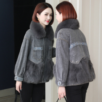 zqqz denim Pike women 2021 Winter new fashion foreign style fox fur coat real fur coat D428