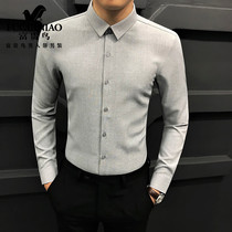 Fugui bird mens shirt long sleeve Korean slim shirt mens casual trend handsome high-end autumn business dress