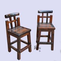 Old boat wood furniture business entertainment leisure chair boat wood seat pure solid wood high bar stool KTV bar chair