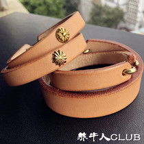 Cattle breeder produced 5mm thick head layer cowhide leather leather hand ring oak wood men and women cattle bracelet primary color color color can be changed