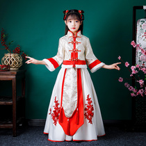 Girls ancient style super fairy high-end Hanfu children Chinese style Tang dress New Year dress little girl New Year childrens dress winter
