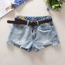 Hong Kong counter 2021 Europe and the United States new mid-waist wide-leg denim shorts women are thin raw edges tattered and loose summer tide