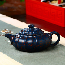 New product special national worker Zhan Hong flat drum Tiancui red sand 260cc Yixing famous authentic pure handmade purple sand pot