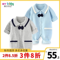 Infant spring and autumn clothes for men and women baby knitted jumpsuit Newborn sweater 0-1 year-old baby children climbing clothes