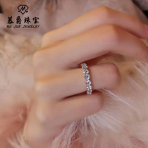 Ring female fashion niche design S925 silver plated 18K gold moisanishi advanced sense light luxury diamond row drill