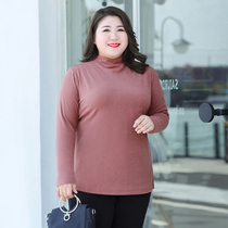 Bottoming shirt womens autumn and winter 2022 new large size womens clothing fat mm 200 catties elastic all-match high-neck long-sleeved T-shirt top