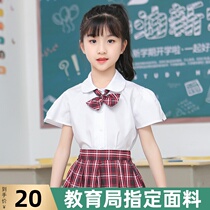  Shenzhen school uniform primary school student dress uniform womens short-sleeved shirt Summer uniform short-sleeved top white shirt