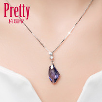 Sterling Silver Necklace choker Female Temperament Crystal Jewelry Pendant Tanabata Valentines Day Gift for Girlfriend