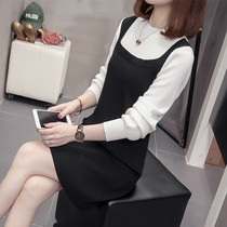 2020 new fattening plus size maternity clothes autumn and winter fat MM200 kg thin cover meat long sweater skirt