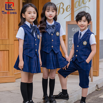 Primary school childrens school uniforms Yinglun Wind Machia Three sets of male and female childrens class clothes Suit Kindergarten Garden Suit Summer Clothes Graduation Photos