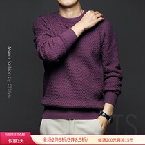 Mens round neck sweater thickened knitted base shirt sweater mens autumn winter fashion sweater top