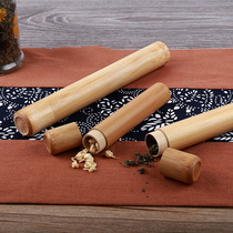 KENS Bamboo Cylinder Portable Carry-on Tea Leaf Jars Mini Tea Cylinder Vehicular Pu-erh Tea Pot Tea Track Zero Fit