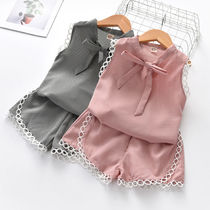 Childrens clothing girl Summer set 2021 New Korean Girl Plaid clothes childrens middle and big child foreign style two-piece set