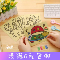 Sand painting trumpet set creative scratch handmade childrens painting DIY sand painting material toy painting color