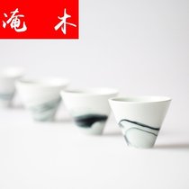 Yumu ink tea cup Jingdezhen high temperature ceramic Kung Fu small teacup Ink landscape humanities tea ware