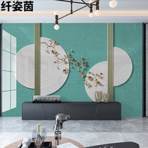 Modern Chinese carved wallpaper tea room study living room TV background wall wallpaper hand-painted relief custom mural 3D