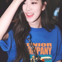 Blue short sleeve T-shirt female Korean version 2022 new easing Han Fan Bf original Cebu net red in the same blouse summer