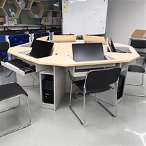 Multimedia multi-person table turning hexagonal computer desk hidden computer desk comprehensive activity practical table direct sale