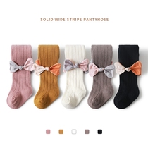 2020 Autumn and Winter new baby socks solid color bow leggings socks girls pantyhose baby big pp pants socks