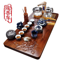 Pear solid wood tea tray Ebony tea table set Ceramic Purple Sand Gongfu tea set Household automatic simple