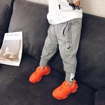 Boys plus sweatpants tinkling kids dress 2020 autumn and winter childrens pants in childrens pants tide