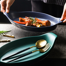 Baked Rice Bowl Baking pan ceramic steamed fish fish fish plate large dish dish creative microwave oven special home new home