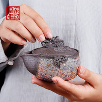 Rock Mine Treasure Bottle Pot pure hand imitation ancient coarse pottery small teapot tea tea single pot Japanese style Gongfu tea with lid bowl hand grip pot