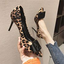 High heel shoes female fine heel pointed autumn winter new Korean version BAO WEN young girl with little fresh and sexy fur single shoe woman