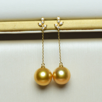 Xinlun * Zhiling Wedding Course 18K Nanyang Pearl Earring Earrings Line decorated seawater is deep and long