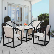 Courtyard garden woven rattan table and chair coffee table combination indoor leisure creative coffee bar tea seat rattan chair five-piece set