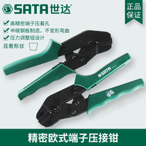 The precision European-style end of the Shida tool is pressed against the pliers and the wire threading force 91113 91112