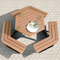 Park chair OUTDOOR LONG CHAIR SCENIC AREA EMBALMING WOOD COMBINED TABLE AND CHAIRS CASUAL OUTDOOR CONJOINED TABLE AND CHAIRS CAN BE INSERTED WITH TABLE AND CHAIRS