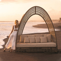 Outdoor sofa bed combination leisure original designer Italian net red punch card scenic spot decoration rattan waterproof sofa