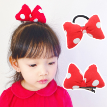 Little girl New Year headdress Mickey red bow hairclip clip girl New Year hair accessories children Hairband headrope