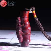 Looking for ancient Indian small leaf red sandalwood carving section high-rise ornaments solid wood carving handlebar pendant mahogany crafts