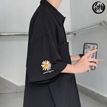 Hong Kong Chauded Fat Loose Daisy Shirt Man Short Sleeve Gats Up for overweight Summer thin jacket mens clothing