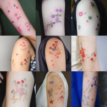 Wasteland plan original flower cute color tattoo sticker waterproof durable female ins style leaflet