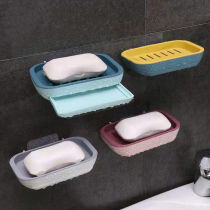 New three-layer drain soap box bathroom toilet non-punch soap box suction cup wall-mounted soap holder soap holder