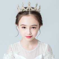 Crown Head Accessories Children Princess Hair Stirrup Cute Korean Version Girl King Crown Crystal Golden Kid Flowers Tuxedo Hair Accessories