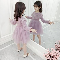 Girls dress 2019 spring and autumn new childrens clothing children long sleeve lace lace skirt princess yarn skirt