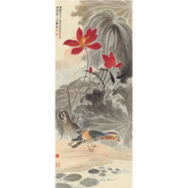 Art derivatives] Zhang Daqian Xuan paper copy Lotus Mandarin Duck Picture handmade decorative painting