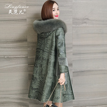 Sheep fur one womens coat 2021 New Winter Fox hair Haining leather fur coat medium long