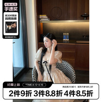 (LaluneDuCiel) LLDC champagne Bubbles Cuff Polo Dot dresses Dress Butterfly Knot Fairy Fluffy Dress