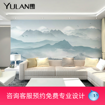 Magnolia custom wall painting wall cloth wallpaper Chinese classical pastoral seamless non-woven mural TV background wall fog