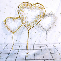 Love Pearl Cake Decoration Water Drilling Love Birthday Cake Decoration Plugin Pearl Tree Birthday Exchange