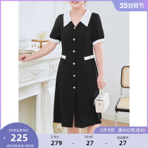 MSShe big code womens dress 2022 new summer dress micro-fat sister little fragrant bump color shirt skirt-turned-collar dress